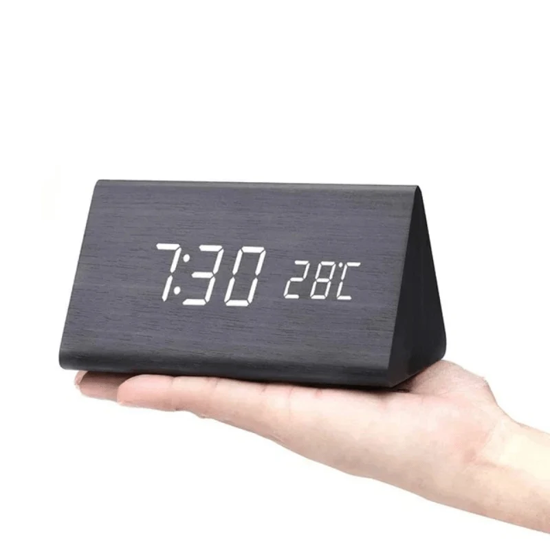 Clap-activated alarm clock with adjustable LED display