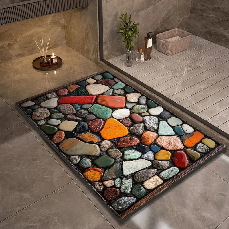 Quick-drying bathroom mat with non-slip bottom