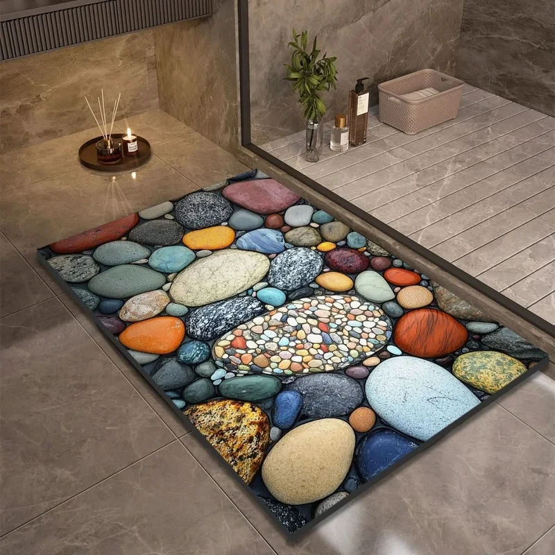 Quick-drying bathroom mat with non-slip bottom