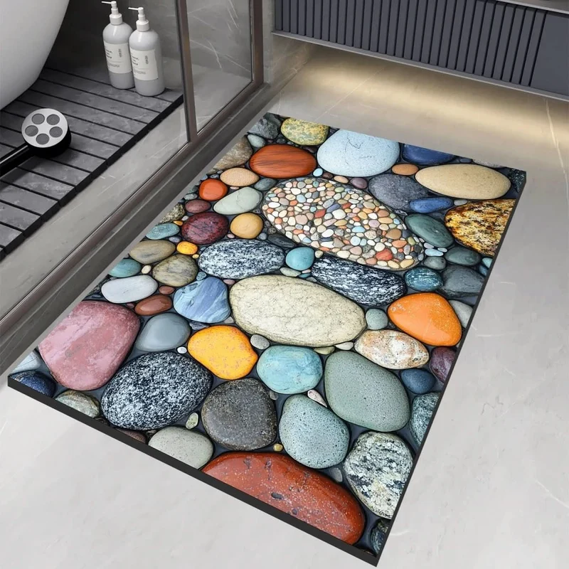 Quick-drying bathroom mat with non-slip bottom