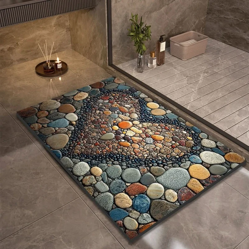 Quick-drying bathroom mat with non-slip bottom