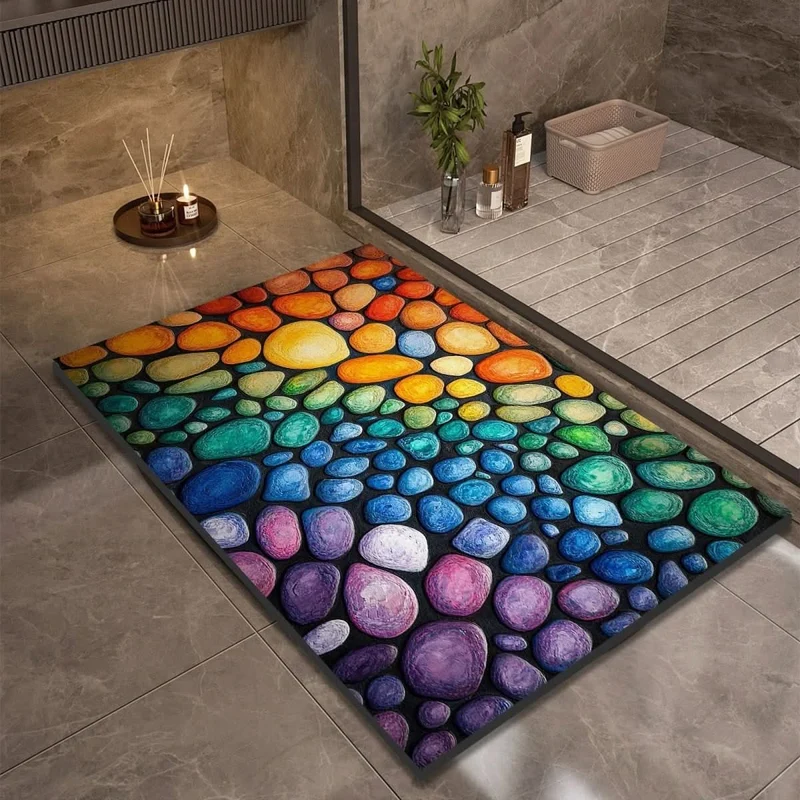 Quick-drying bathroom mat with non-slip bottom