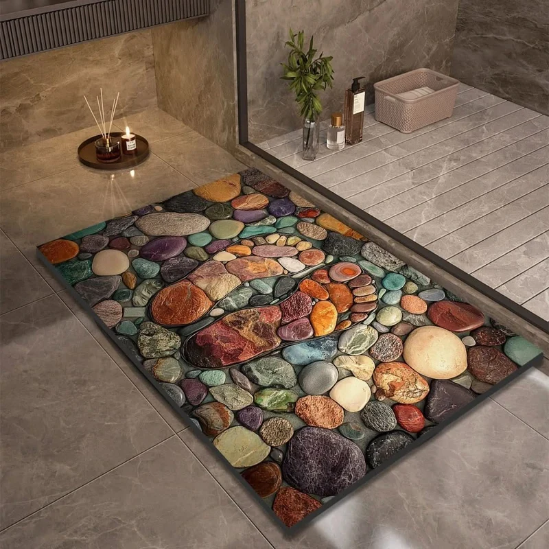 Quick-drying bathroom mat with non-slip bottom
