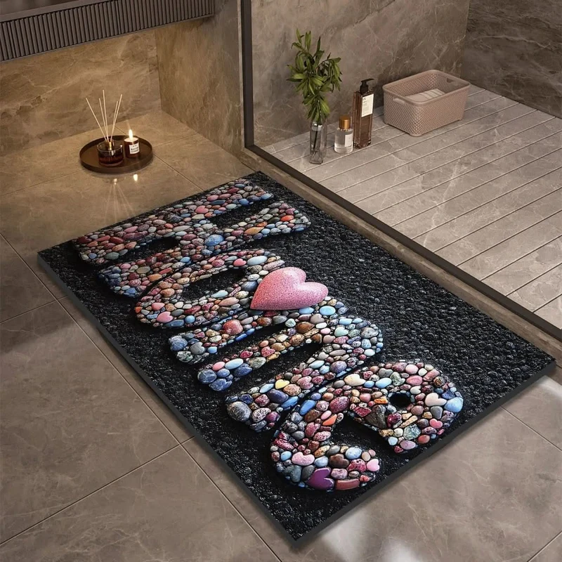 Quick-drying bathroom mat with non-slip bottom