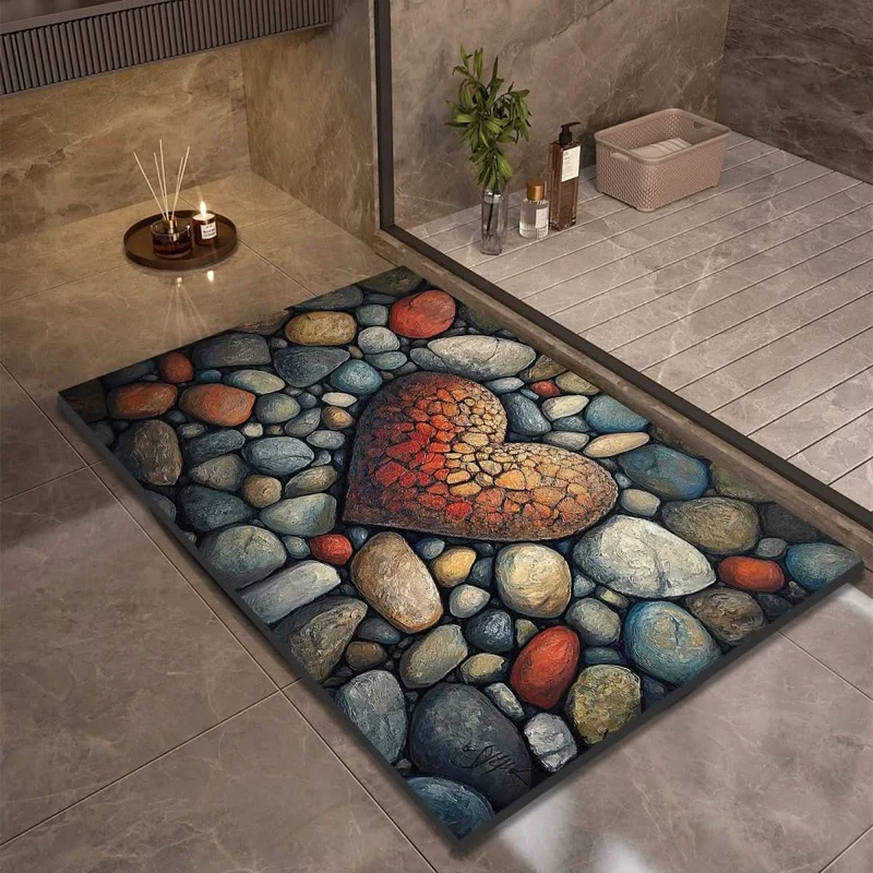 Quick-drying bathroom mat with non-slip bottom