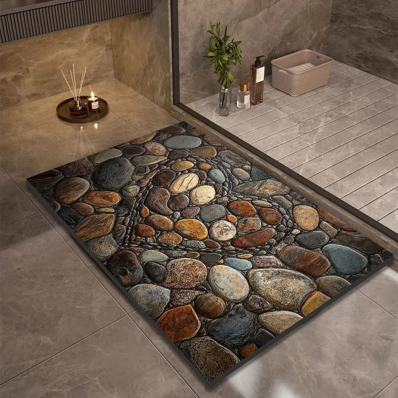 Quick-drying bathroom mat with non-slip bottom