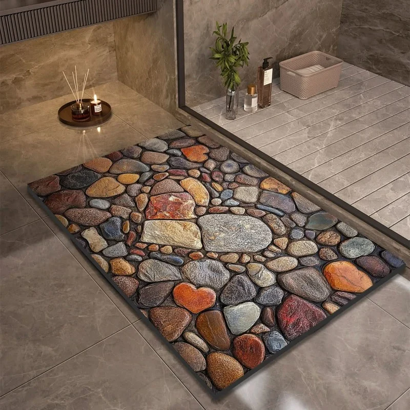 Quick-drying bathroom mat with non-slip bottom