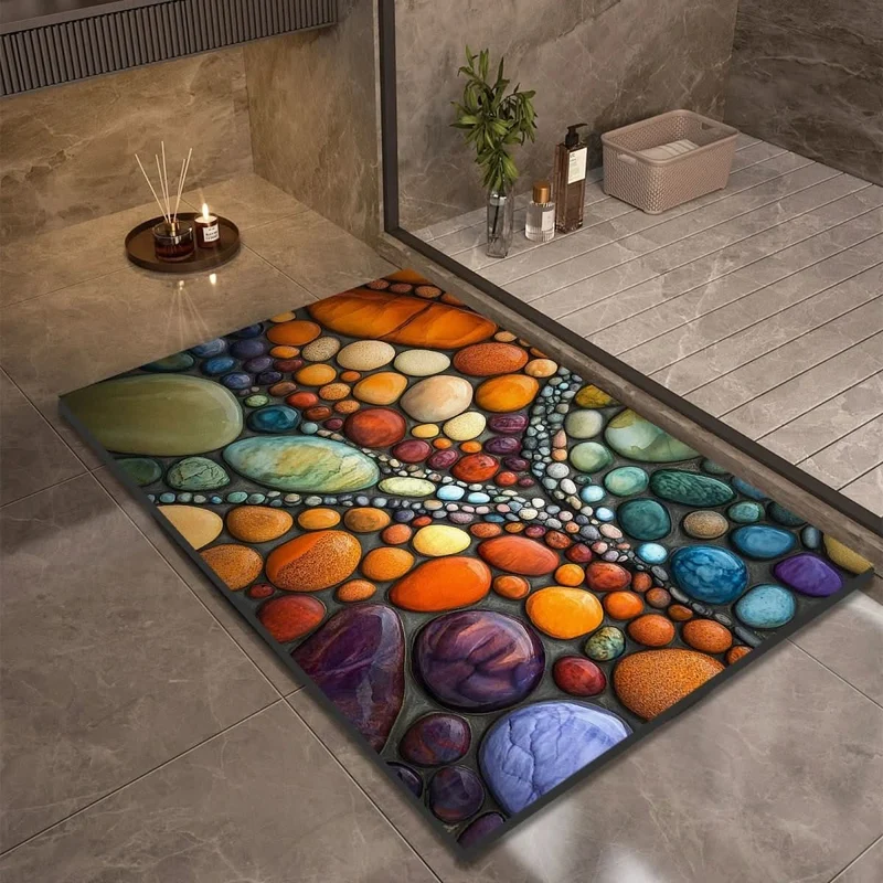 Quick-drying bathroom mat with non-slip bottom