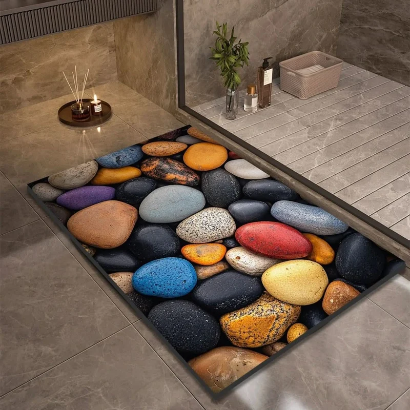 Quick-drying bathroom mat with non-slip bottom