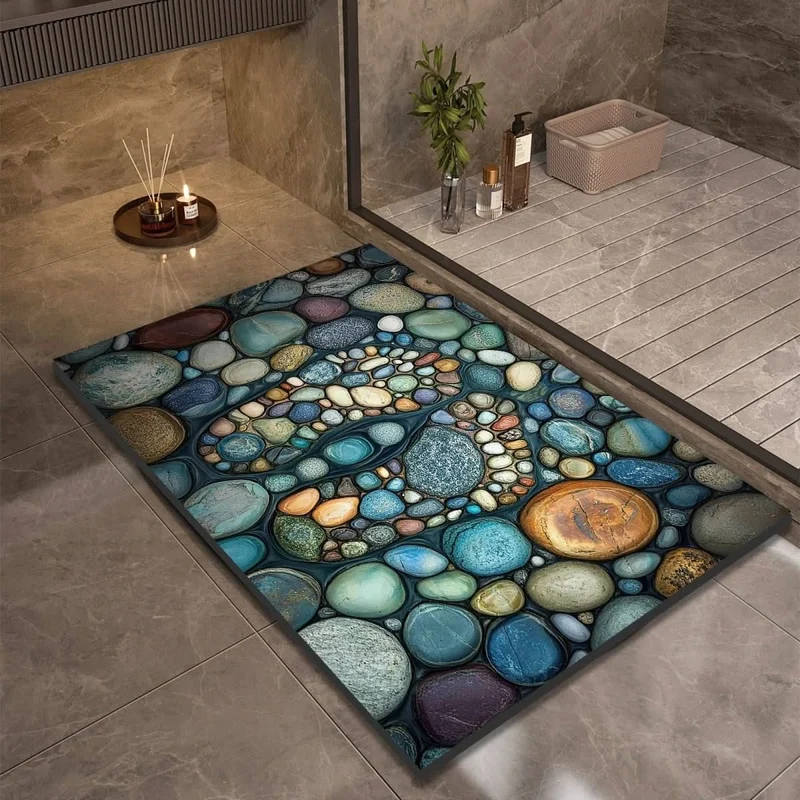 Quick-drying bathroom mat with non-slip bottom