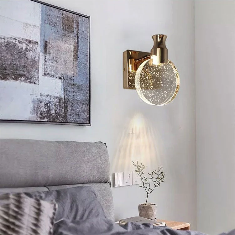 Scandinavian crystal LED wall sconce with night light function