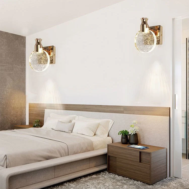 Scandinavian crystal LED wall sconce with night light function