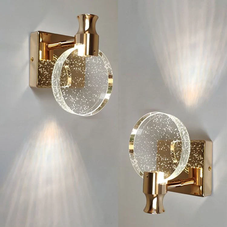 Scandinavian crystal LED wall sconce with night light function