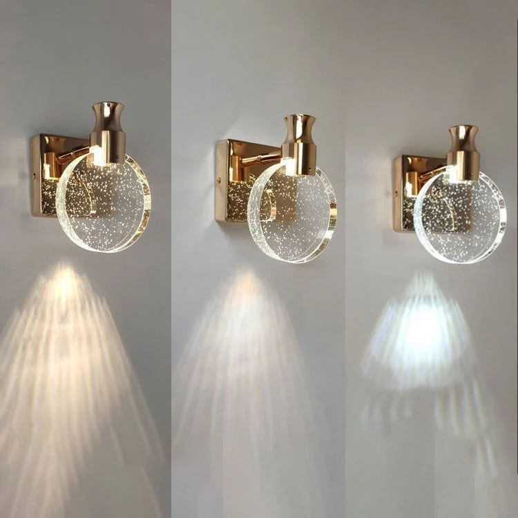 Scandinavian crystal LED wall sconce with night light function