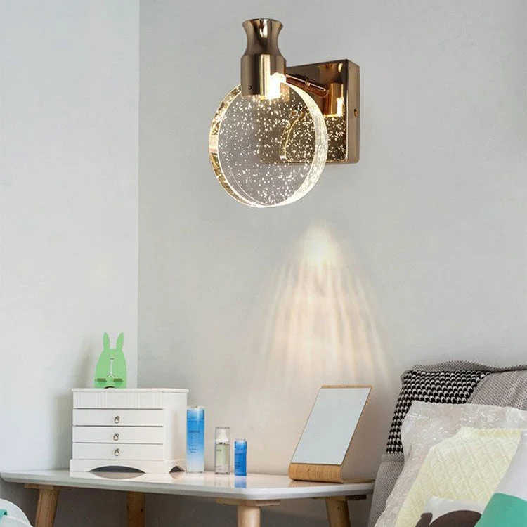 Scandinavian crystal LED wall sconce with night light function
