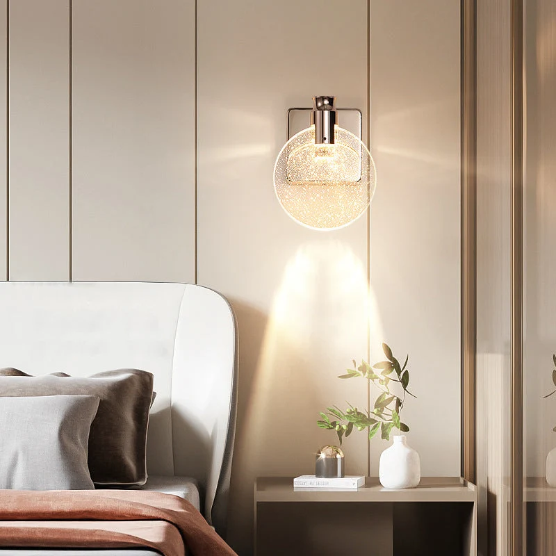 Scandinavian crystal LED wall sconce with night light function