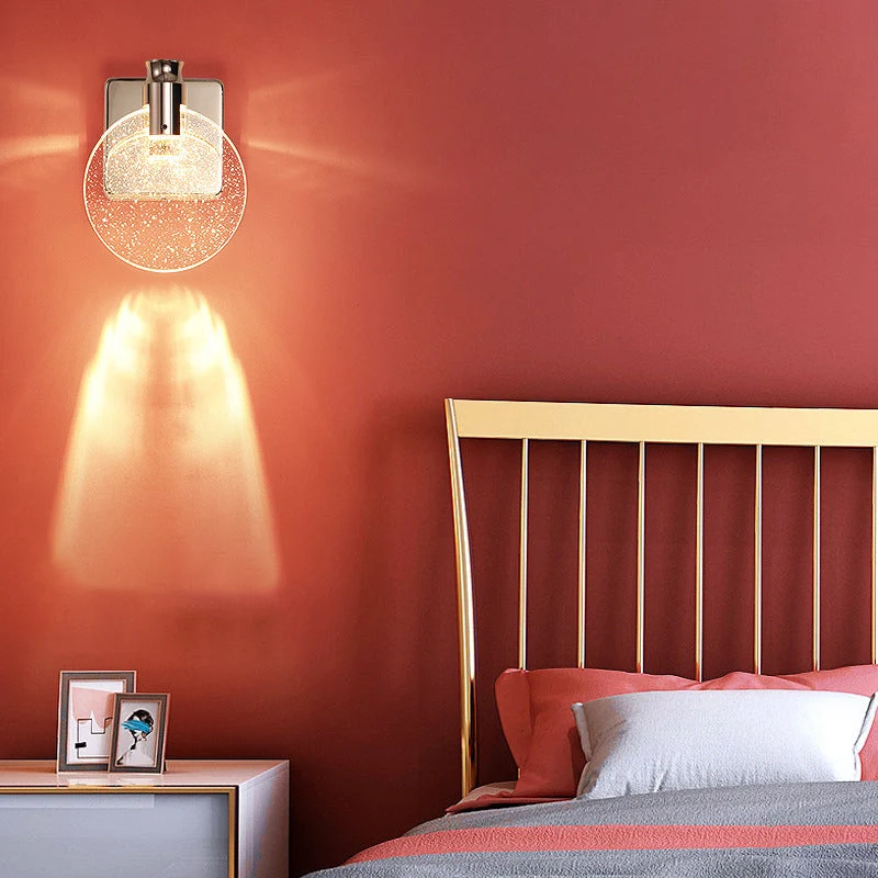 Scandinavian crystal LED wall sconce with night light function