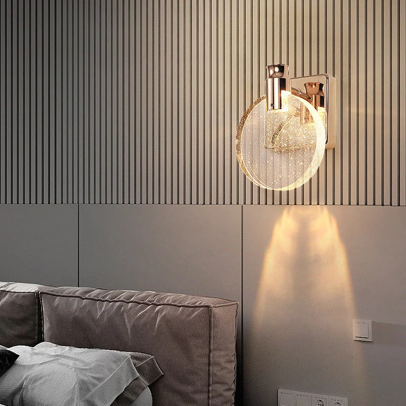 Scandinavian crystal LED wall sconce with night light function