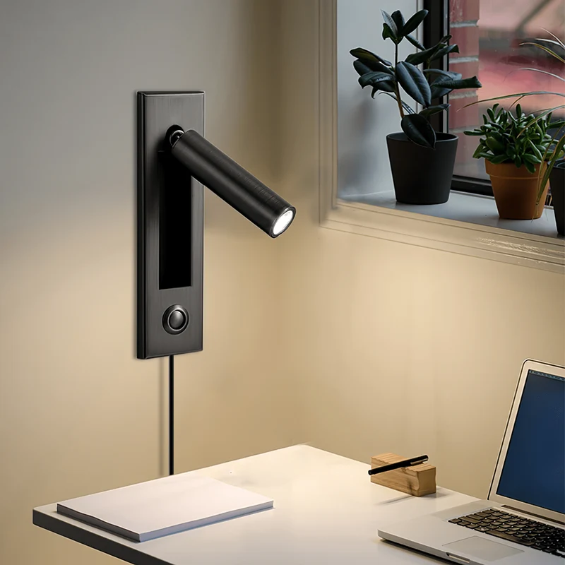 Recessed wall reading light with foldable night lamp