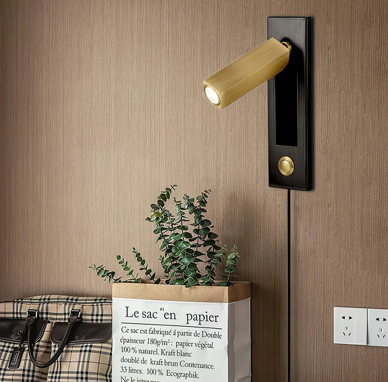 Recessed wall reading light with foldable night lamp