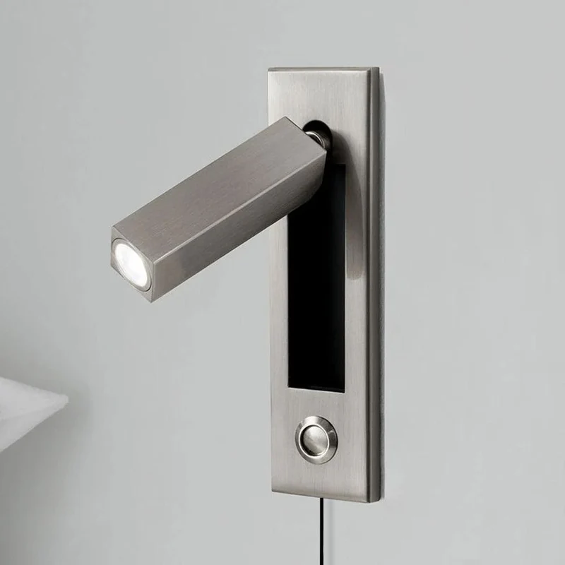 Recessed wall reading light with foldable night lamp