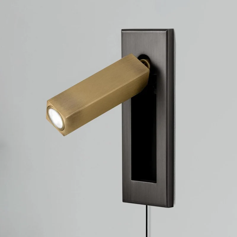 Recessed wall reading light with foldable night lamp