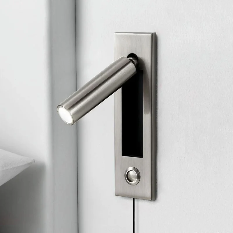 Recessed wall reading light with foldable night lamp