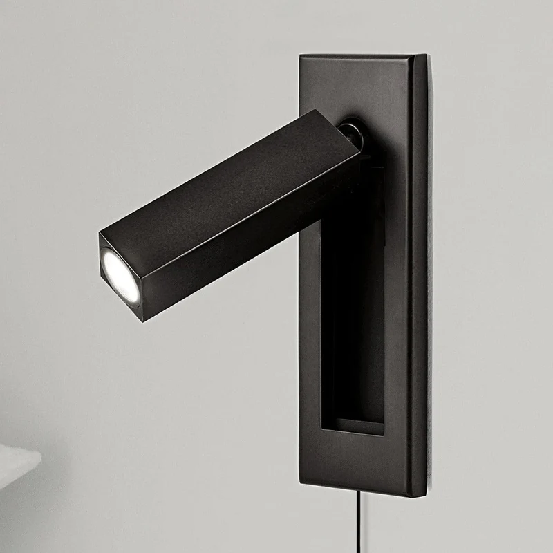 Recessed wall reading light with foldable night lamp