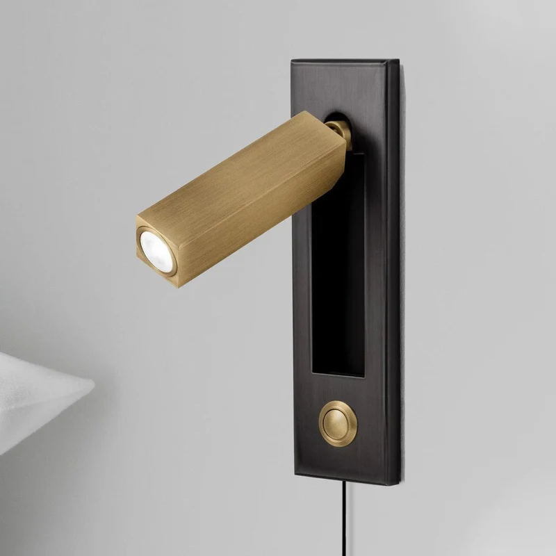 Recessed wall reading light with foldable night lamp