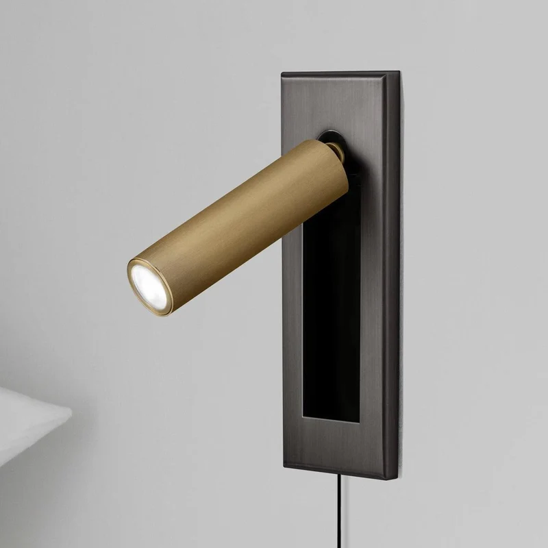 Recessed wall reading light with foldable night lamp