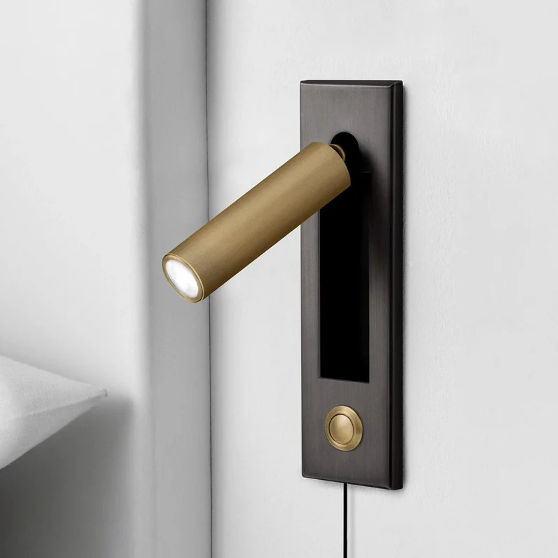Recessed wall reading light with foldable night lamp