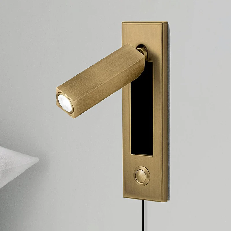 Recessed wall reading light with foldable night lamp