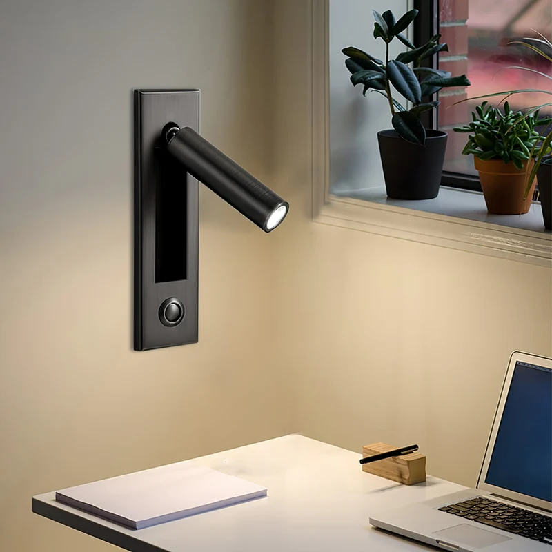 Recessed wall reading light with foldable night lamp