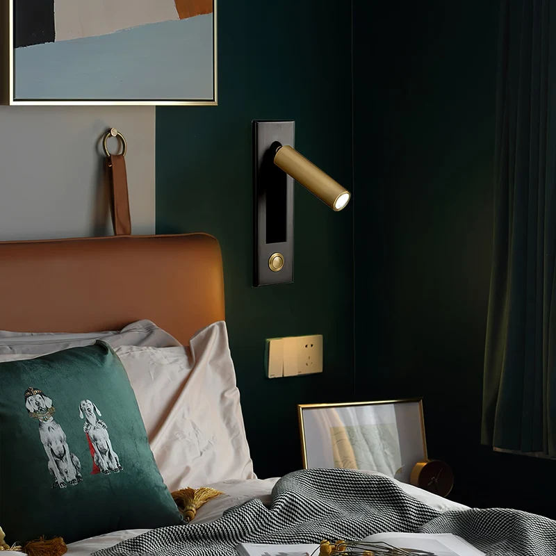 Recessed wall reading light with foldable night lamp