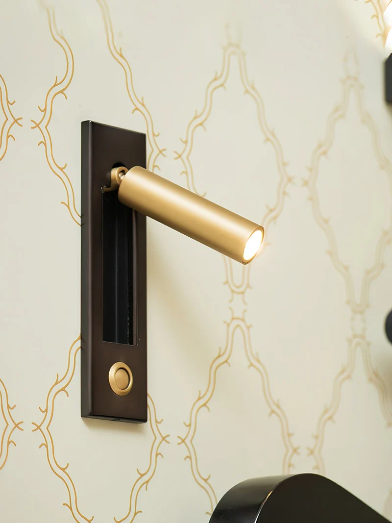Recessed wall reading light with foldable night lamp