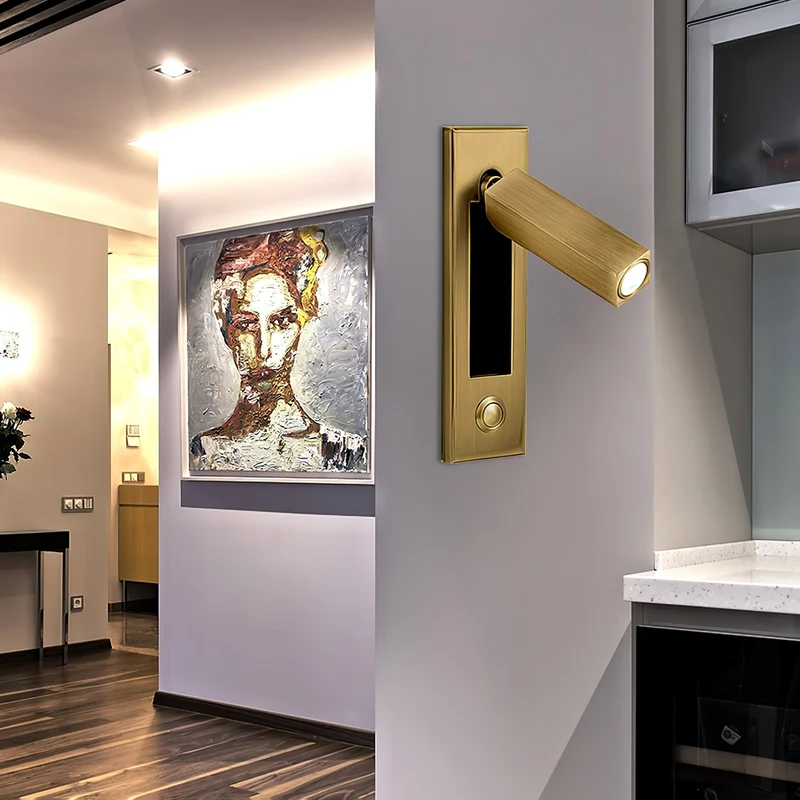 Recessed wall reading light with foldable night lamp