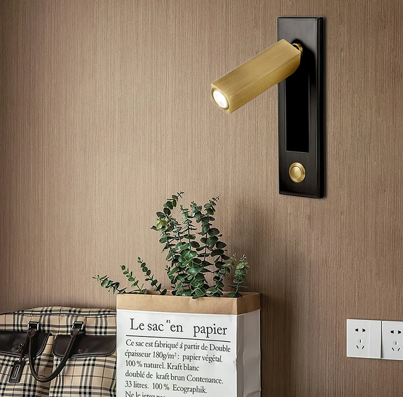 Recessed wall reading light with foldable night lamp