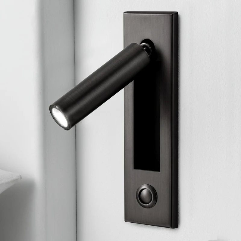 Recessed wall reading light with foldable night lamp