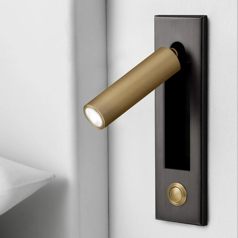 Recessed wall reading light with foldable night lamp