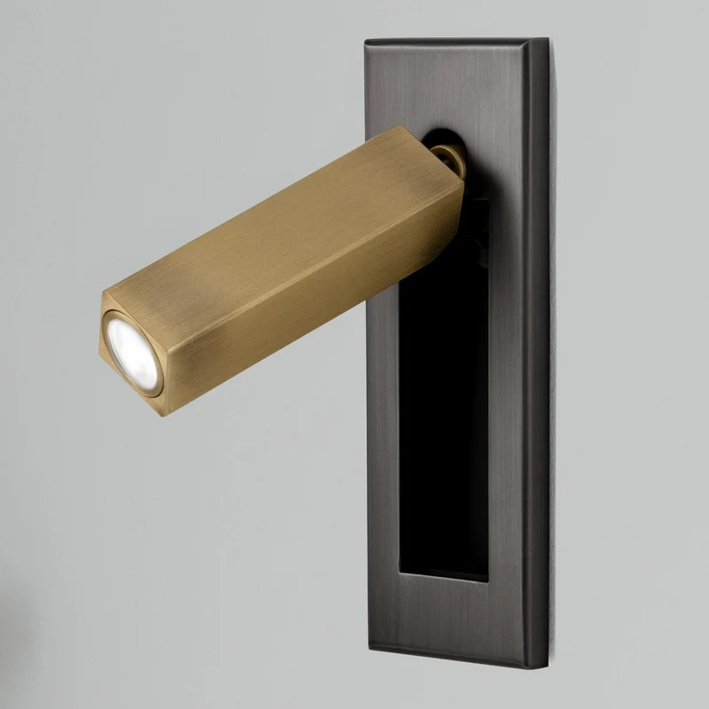 Recessed wall reading light with foldable night lamp