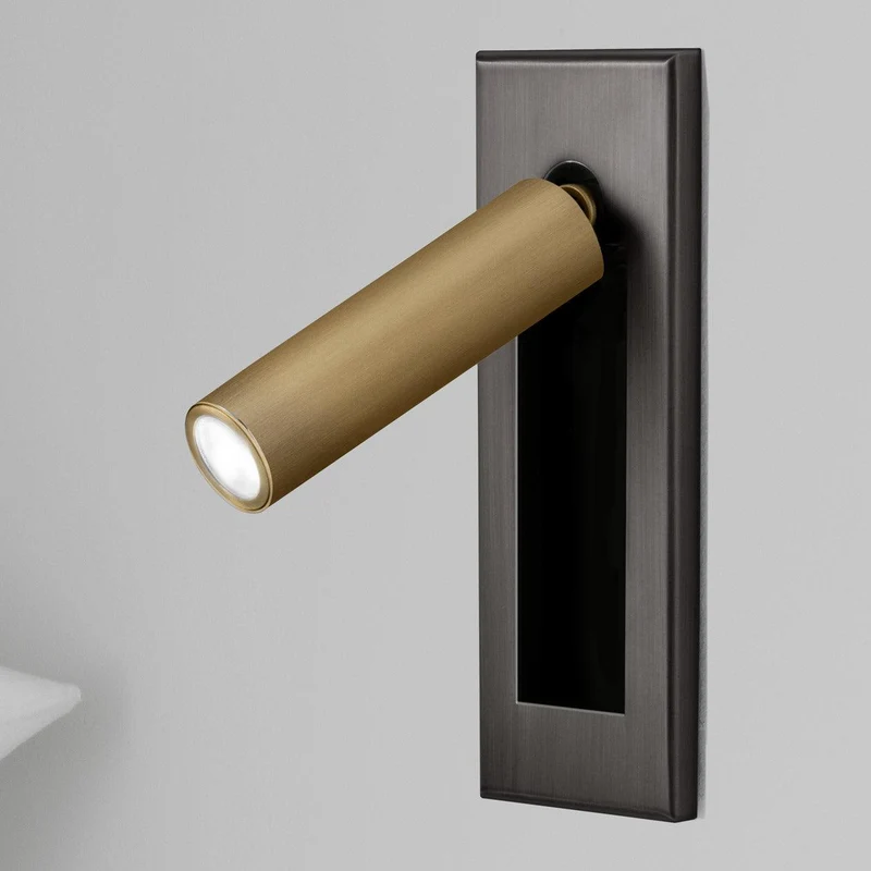 Recessed wall reading light with foldable night lamp