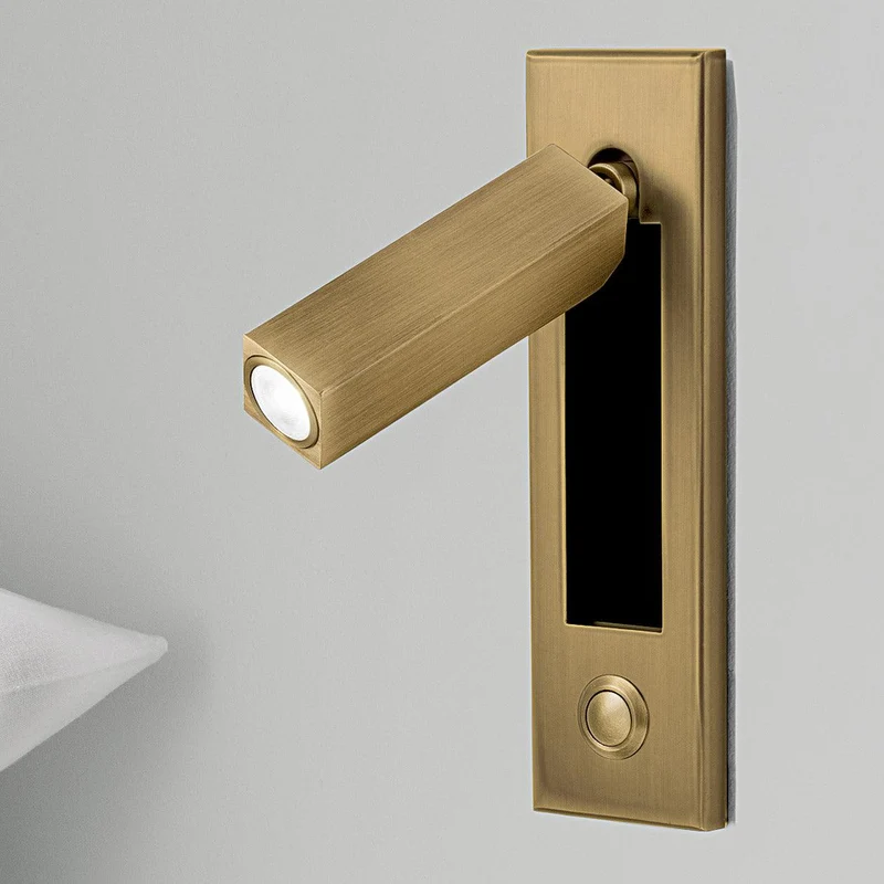 Recessed wall reading light with foldable night lamp