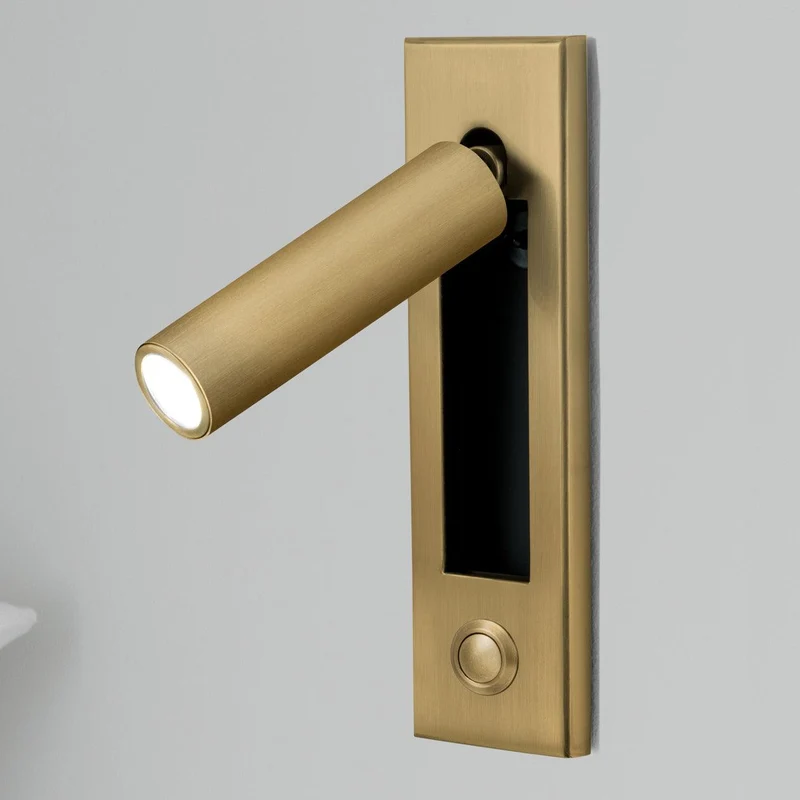 Recessed wall reading light with foldable night lamp