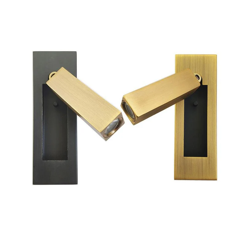 Recessed wall reading light with foldable night lamp