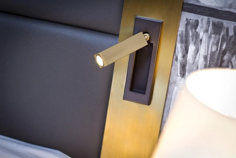 Recessed wall reading light with foldable night lamp