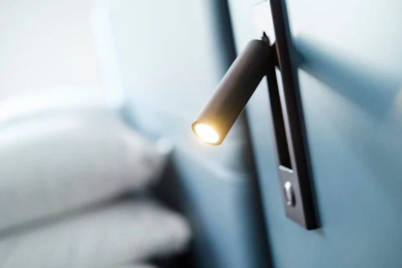 Recessed wall reading light with foldable night lamp