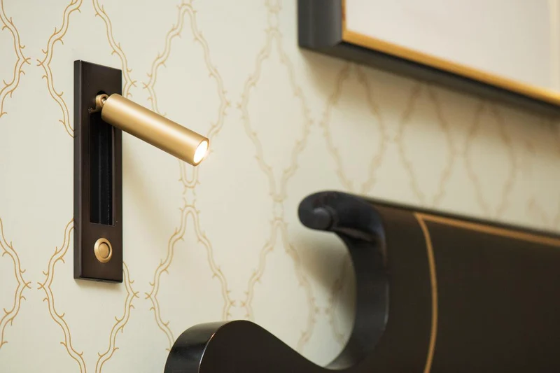 Recessed wall reading light with foldable night lamp