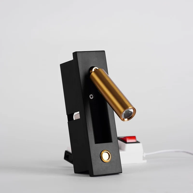 Recessed wall reading light with foldable night lamp