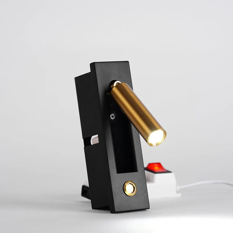 Recessed wall reading light with foldable night lamp