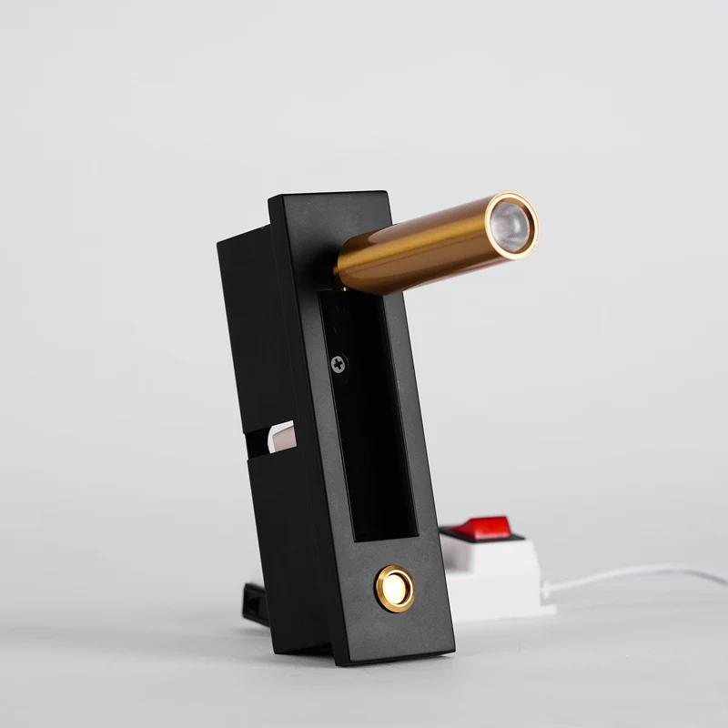 Recessed wall reading light with foldable night lamp